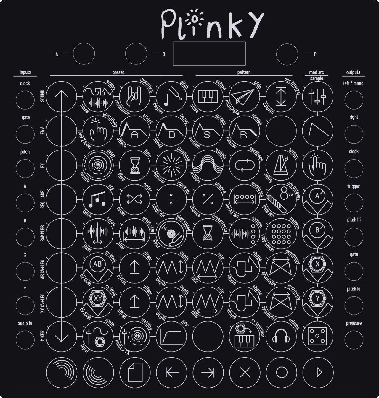 Plinky - an 8-voice polyphonic touch synthesiser